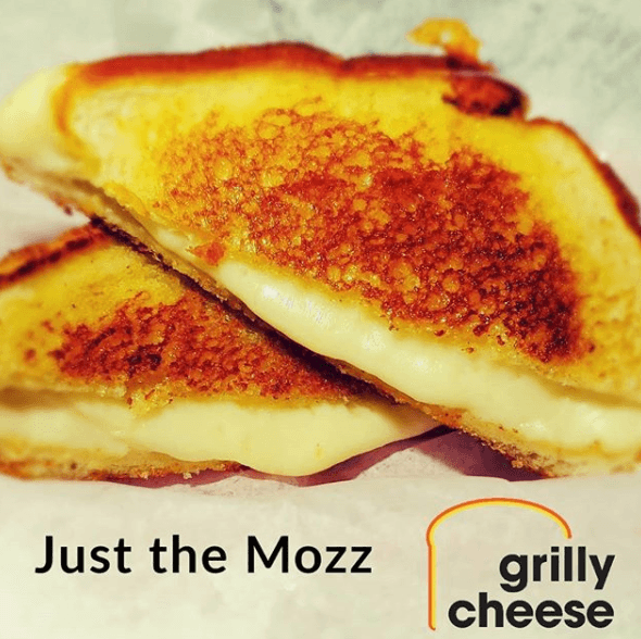 Just the Mozz - fresh mozzarella grilled cheese with stretchy cheese pull